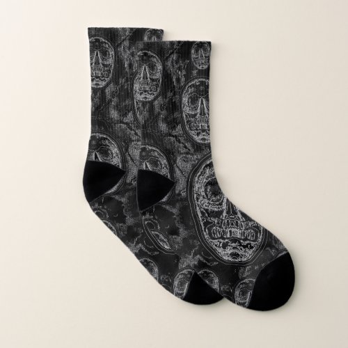 SKULLS _ BlackGrey Collage Socks