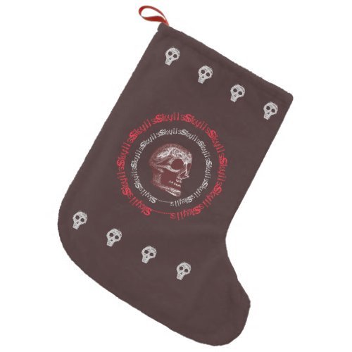 Skulls Black  WhiteGreyRed Style 2 Small Christmas Stocking