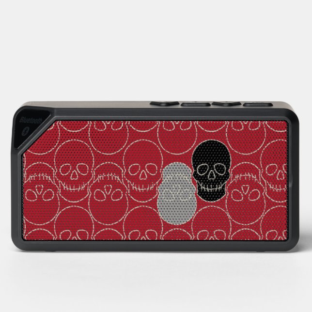  Skulls - Blood Red and Bone White  Bluetooth Speaker (Front)