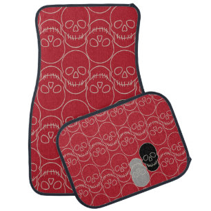 Skulls - Blood Red and Bone White Car Floor Mat