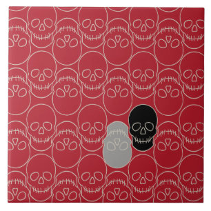  Skulls - Blood Red and Bone White  Ceramic Tile