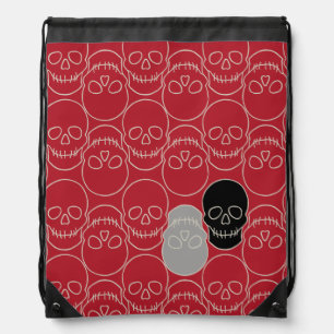 Skulls - Blood Red and Bone White Drawstring Bag
