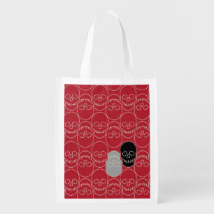 Skulls - Blood Red and Bone White Grocery Bag