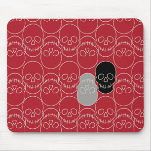 Skulls - Blood Red and Bone White Mouse Pad