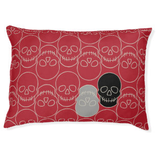  Skulls - Blood Red and Bone White  Pet Bed