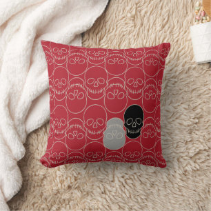 Skulls - Blood Red and Bone White Throw Pillow