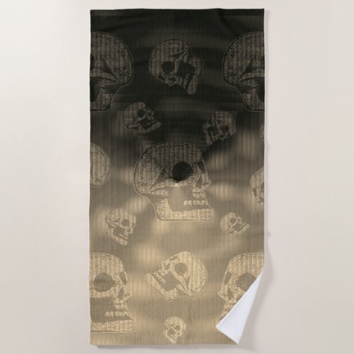 Skulls Blue Green C Beach Towel