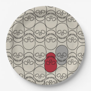 Skulls - Bone White and Bat Black Paper Plates