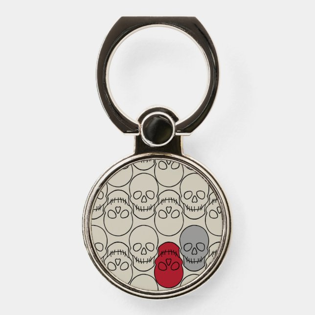 Skulls - Bone White and Bat Black  Phone Ring Stand (Front)