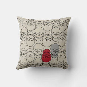 Skulls - Bone White and Bat Black Throw Pillow
