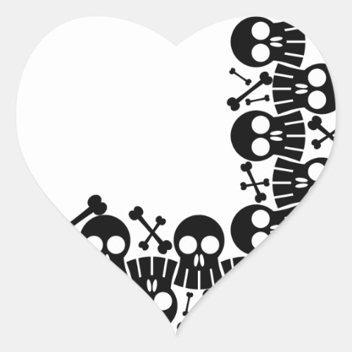 skulls  bones Heart Stickers