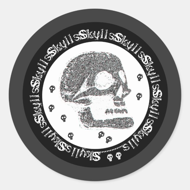 Skulls  classic round sticker (Front)