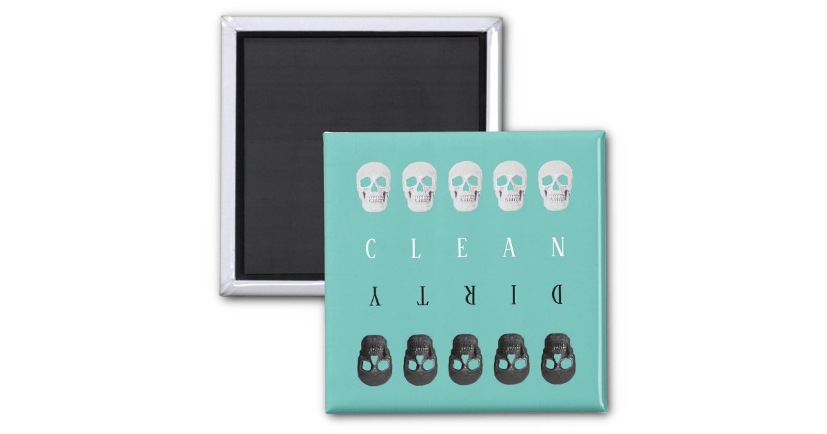 Clean Dirty Dishwasher Magnet Sign - Funny Pirate Skulls Design