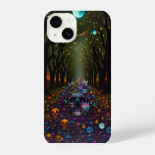 skulls creepy bones death flowers trees nature iPhone 14 case