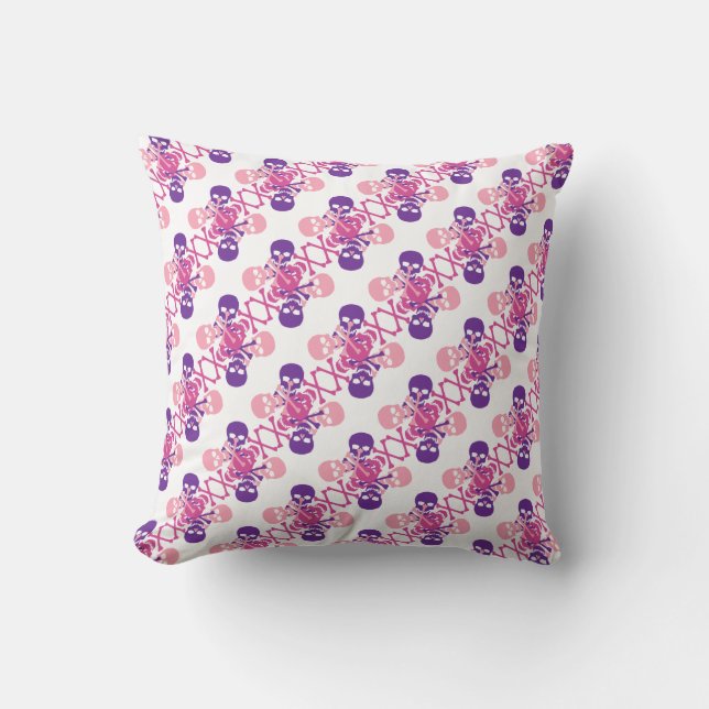 Skulls & Crossbones Patter Throw Pillow (Front)