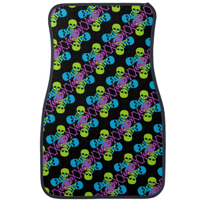 Skulls & Crossbones Pattern Car Floor Mat (Front)