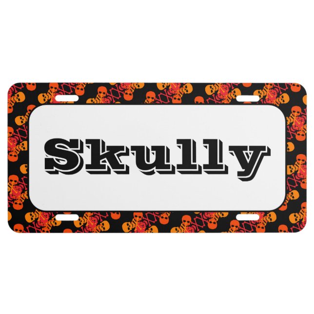 Skulls & Crossbones Pattern License Plate (Front)