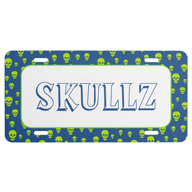 Skulls & Crossbones Pattern License Plate (Front)