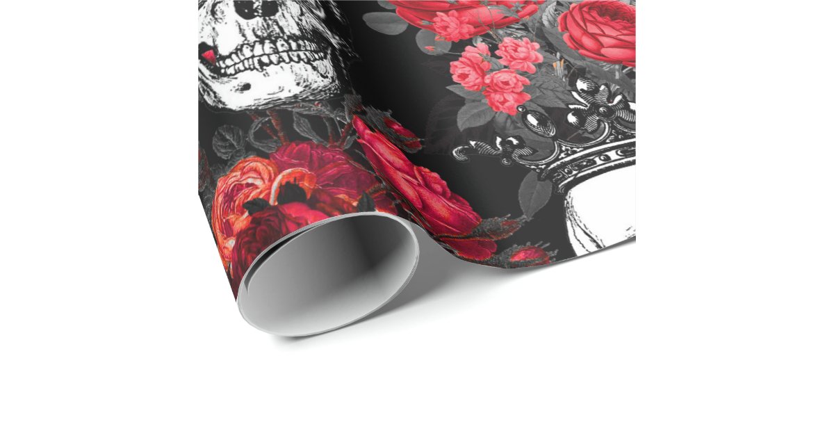 Wrapping Paper, Red and Black Flower Wrapping Paper
