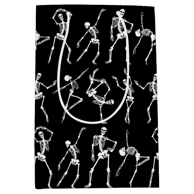 Skulls dancing black medium gift bag (Front)