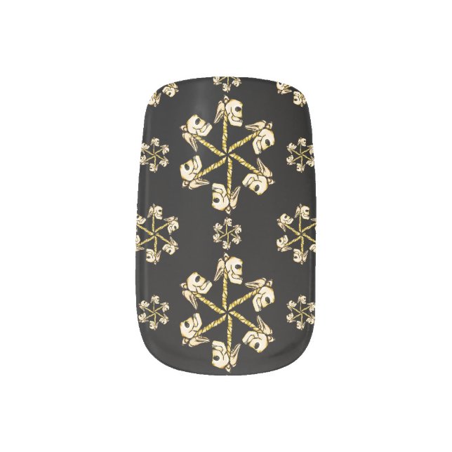 Skulls Drawing Motif Pattern Design Minx Nail Art (Left Thumb)