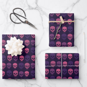 Skulls Dripping In Pink and Purple Wrapping Paper Sheets