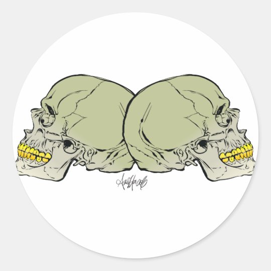 Skulls Duo Classic Round Sticker