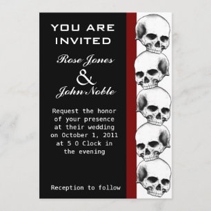 Skulls Ebony (Red) Wedding Invitation