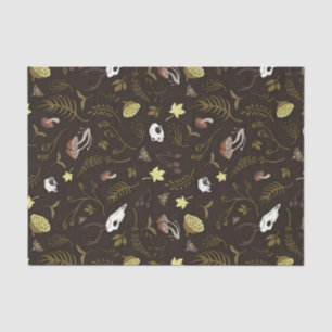 Skulls & Fungi on dark brown/redish background  Tissue Paper