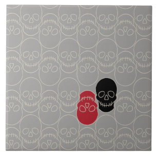 Skulls - Ghost Grey and Bone White Ceramic Tile