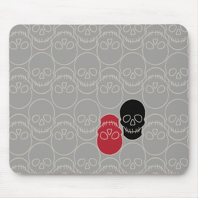 Skulls - Ghost Grey and Bone White Mouse Pad (Front)