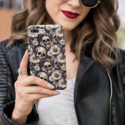 Skulls Gothic Daisy Flower Pattern  Case_Mate iPhone 14 Pro Max Case