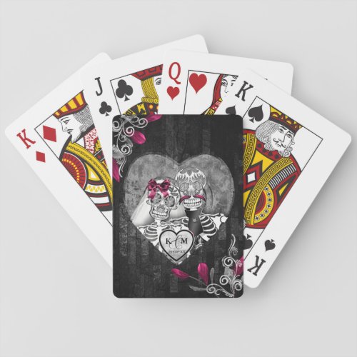 Skulls Gothic Hallowedding Burgundy ID866 Playing Cards