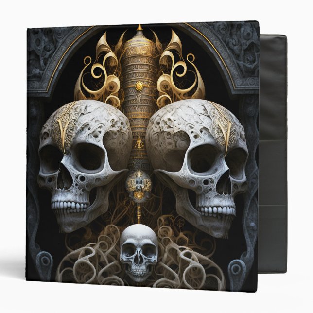 Skulls Gothic Horror Goth Surreal Art 3 Ring Binder (Front/Inside)