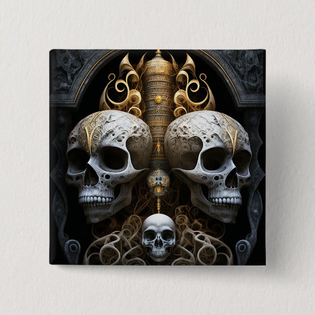 Skulls Gothic Horror Goth Surreal Art Button (Front)