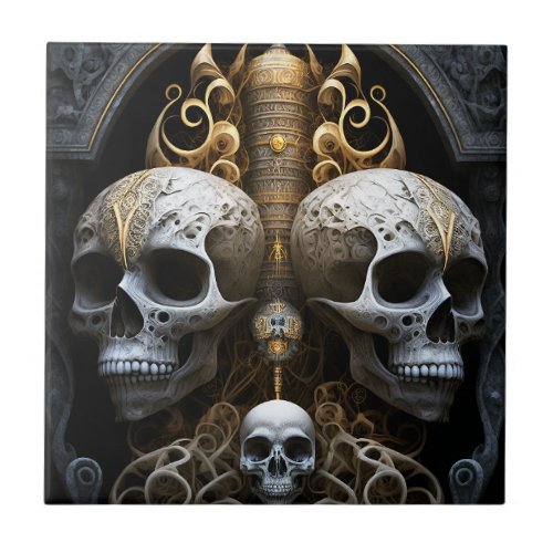 Skulls Gothic Horror Goth Surreal Art Ceramic Tile