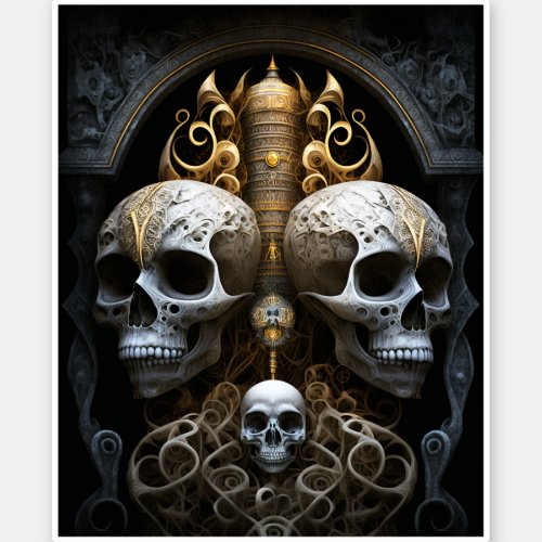 Skulls Gothic Horror Goth Surreal Art Sticker