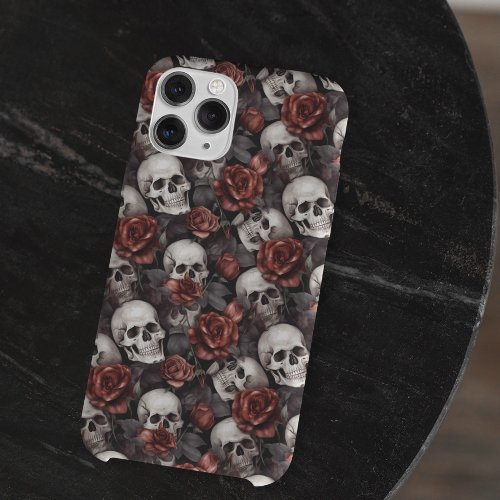 Skulls Gothic Red Rose Pattern  Case_Mate iPhone 14 Pro Max Case
