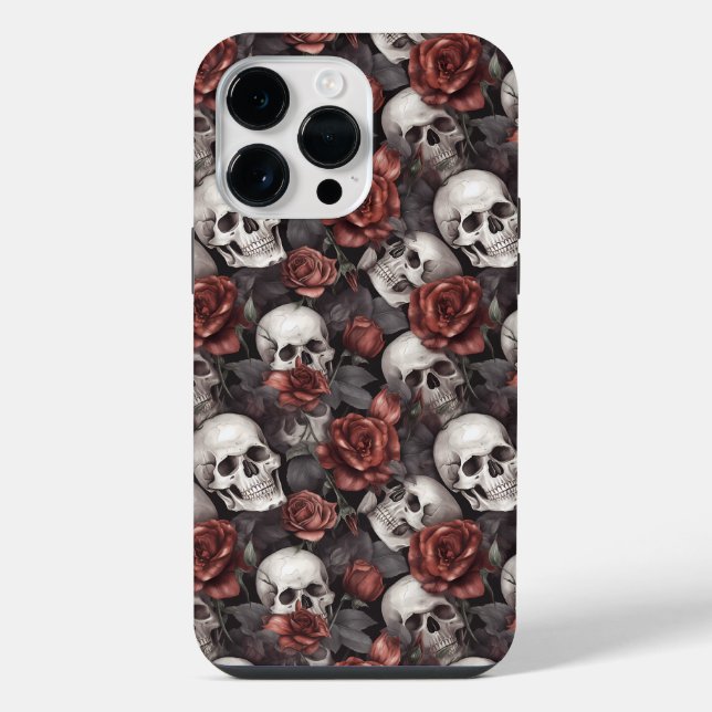 Skulls Gothic Red Rose Pattern  Iphone Case (Back)