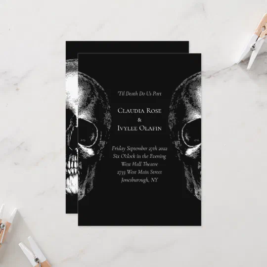 Gothic Skull 50 Personalised Wedding Order of Service Order of Day  