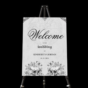 Skulls Gothic Wedding Welcome Sign