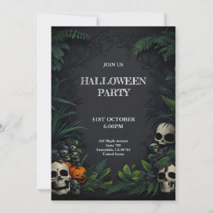 Skulls Halloween party with dark background Invitation