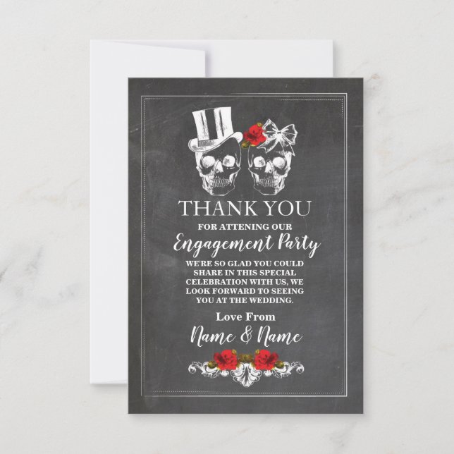Skulls Halloween Thank You Wedding Chalk Card (Front)