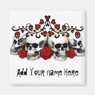 Skulls, Hearts And Roses Magnet