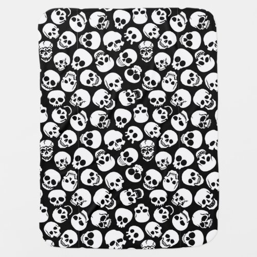 Skulls in Black Background Pattern Baby Blanket