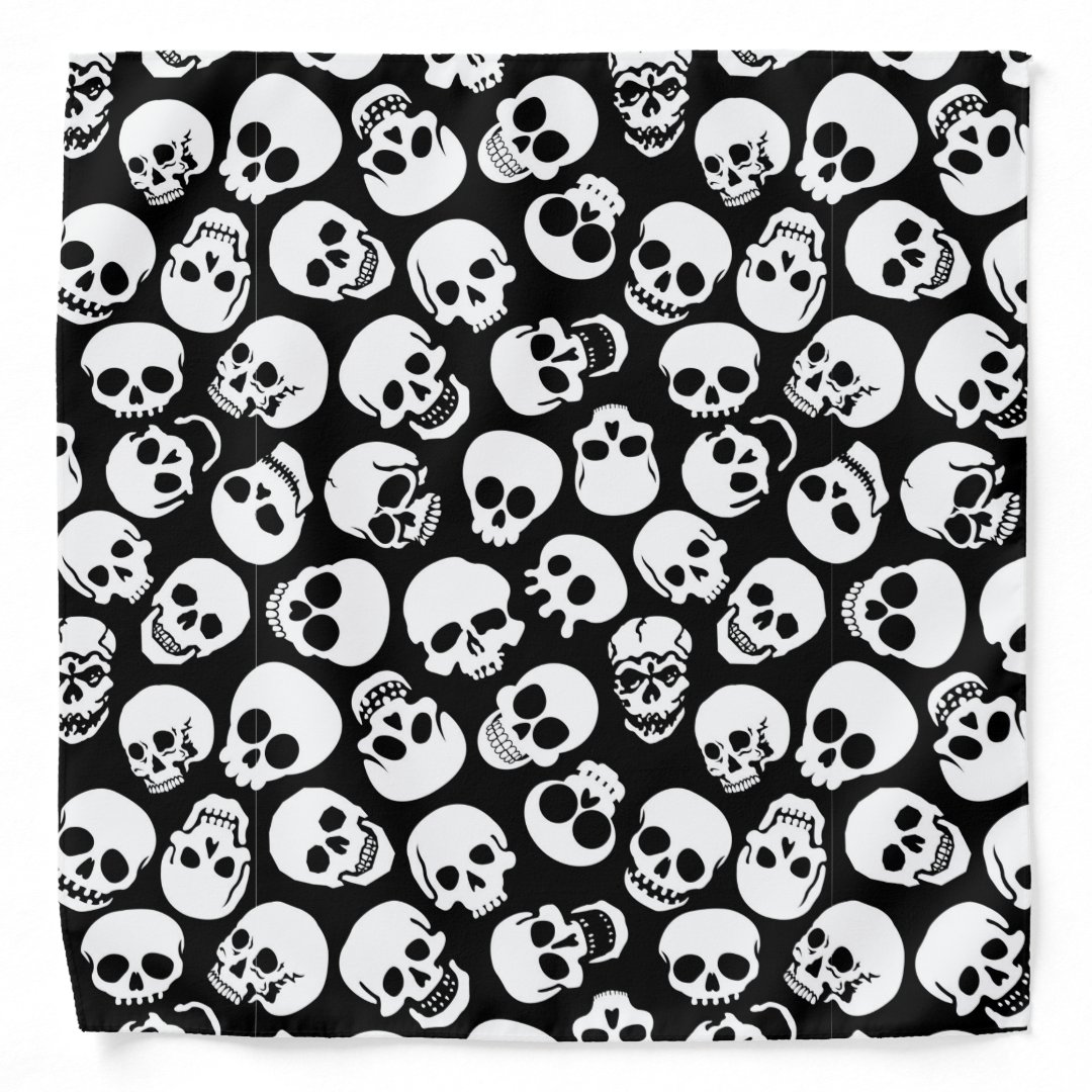 Skulls in Black Background Pattern Bandana | Zazzle