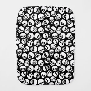 Skulls in Black Background Pattern Burp Cloth