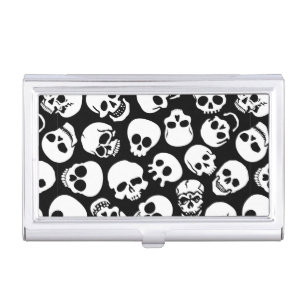 Skulls in Black Background Pattern Business Card Holder