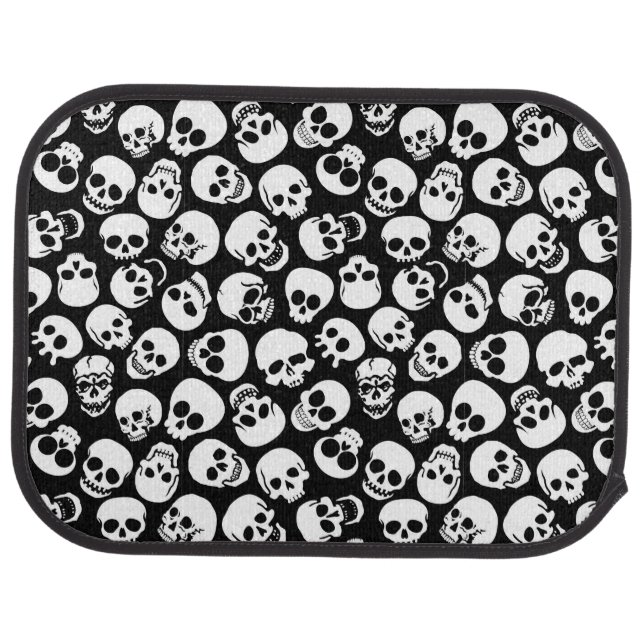 Skulls in Black Background Pattern Car Mat (Rear)