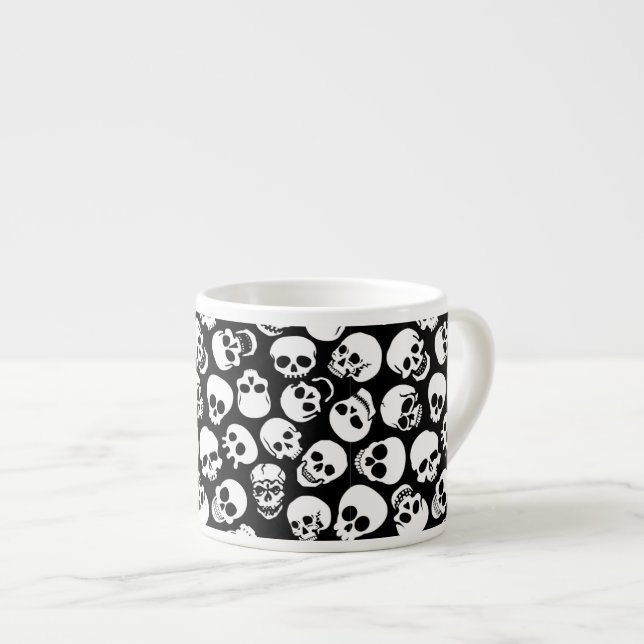 Skulls in Black Background Pattern Espresso Cup (Front Right)